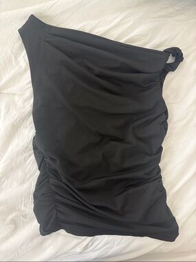 Off the Shoulder Black Ruched Top